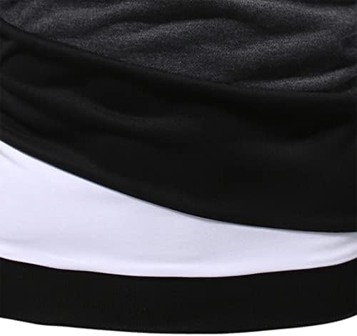 מעילי ברדס של XZHDD לגברים, סתיו בלוק צבע חורף טלאי טלאים סווטשירטים סוודר ספורט קפוצ'ונים מזדמנים לבוש חיצוני צבע משולש בלוק פס מופשט