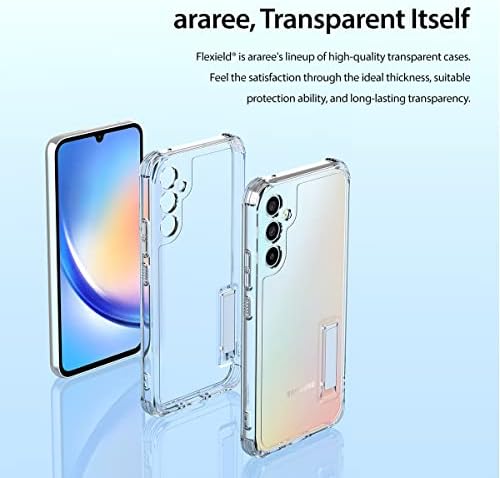 Araree Flexield-S המיועד למקרה של סמסונג Galaxy A34 5G, קיקסטנד, Kickstand, כיסוי הגנת TPU נגד צינור תואם לגלקסי A34 5G של Samsung, מקרה
