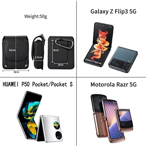 מארז הפוך מגן טלפוני נרתיק חגורת עור אמיתי לסמסונג גלקסי Z Flip 4 5G/Z Flip 3/Motorola Razr 2019/Huawei P50 Pocket S, Mens Harster Phone