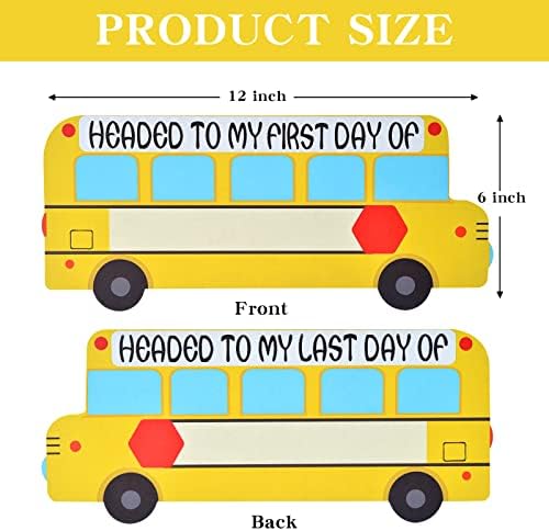 צורת אוטובוס בית ספר ביום הראשון והאחרון של שלט הלימודים 12 x 6 אינץ