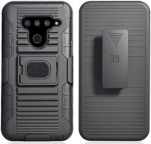 מארז/הר/קליפ עבור LG V50, NakedCellphone טבעת שחורה אחיזה מארז מכסה מחוספס + עמדת נרתיק הירך לחגורה + מחזיק מכוניות מגנטיות עבור LG V50