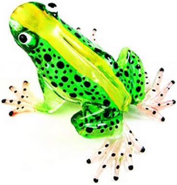 צ'אנגתאי עיצוב זעיר 2¼ אינץ 'נקודות שחורות ירוקות ארוכות צפרדע צפרדע - זכוכית מיניאטורית מפוצצת זכוכית צבעונית רעל צפרדעים דו -חיים בעלי