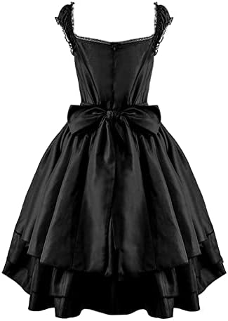 ליל כל הקדושים תלבושות סקסיות לנשים וינטג 'רזה גותית קלאסית שחורה שכבה שחורה למעלה גותית לוליטה שמלת קוספליי
