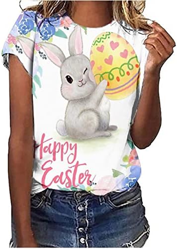 חולצות פסחא שמחות לנשים ארנב ארנב חולצת טריקו גרפית חולצות מודפסות