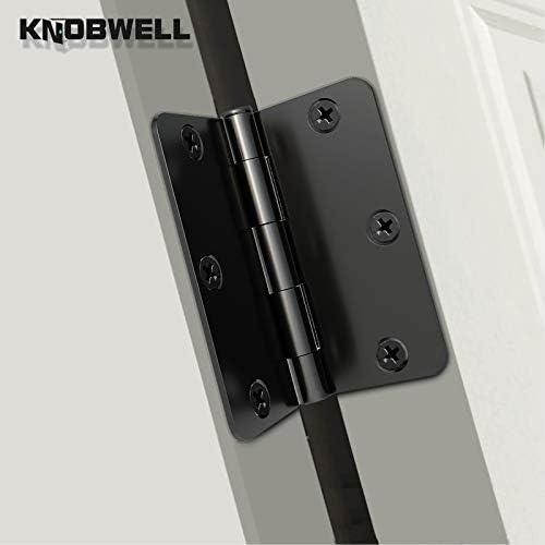 Knobwell 1 חבילה מט ציר דלת פנים שחורה - 3.5 אינץ 'x 3.5 אינץ