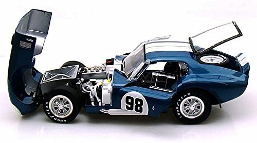 1965 שלבי קוברה דייטונה קופה 98, כחול עם פסים לבנים-שלבי ס. ק. 130-1/18 מכונית צעצוע מודל דיקסט