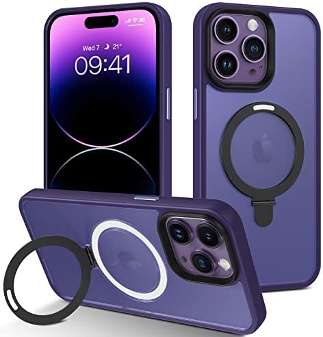 דומאבר לאייפון 14 Pro Max Case, טלפון מארז טלפון iPhone 14 Pro Max תואם ל- Magsafe Stand Stand Shockpfoof Sovering Super Deep Purple