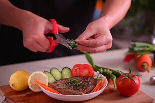 מספריים של Tentisk Herb נירוסטה - גזירת מטבח רב תכליתית עם 5 להבים עם מסרק ניקוי