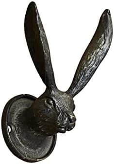 ווים של ארנבת מוזהבת - ארנב פליז ישן זהב חיה קיר בר קיר כניסה לברזל מתכת כפרית וינטג