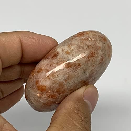 92 גרם, 2.2 x 1.7 x 1 Sunstone Palmstone, צורת גלטת אבן דקל מהודו נפל, ריפוי רייקי, אבן חן, צ'אקרה, B21987