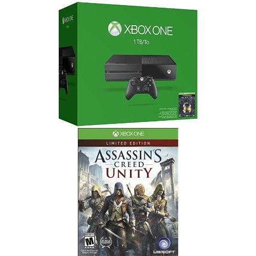 Halo Xbox One: האוסף הראשי של Master 1TB עם צרור האחדות של Assassin's Creed Unity