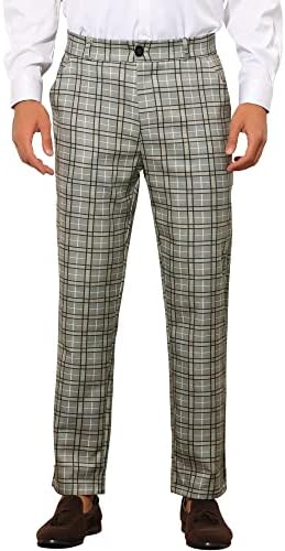 למכנסי חליפה משובצים של לארס אמדאוס למכנסי תבניות מזדמנים של גברים