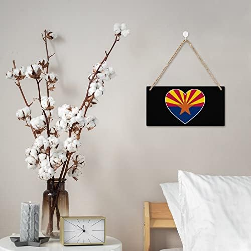 אהבה דגל אריזונה שלט עץ של שלט עץ מותאם אישית לוח עץ תלייה שלט קיר עיצוב אמנות עם חבלים למשרד ביתי