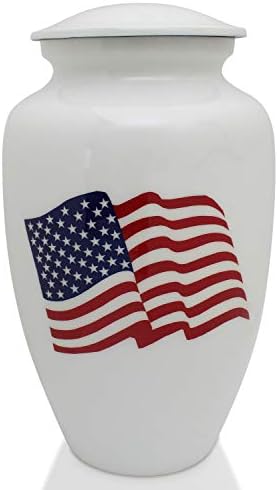 כד סגסוגת סגסוגת רויאל חומר בלבן עם דגל אמריקאי-מבוגר 10.5 ″ H x 6 ″ W קיבולת: 220 סמק. ב