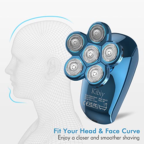 קיבי רטוב יבש חשמלי מכונות גילוח החלפת להב ראש לגברים קירח ראש גילוח, 6 להבי ראש מכונת גילוח, כחול