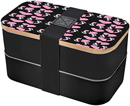 Allgobee Bento Boxo Box Guppy-Boston-Terrier-Dog Box עם סכום סט 40oz Bento Bento Box