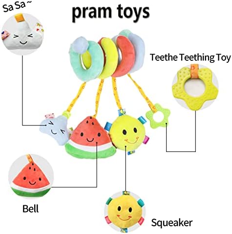 צעצועי מושב מכונית של AIYMLTD לתינוקות, פעילות ספירלית תלויה צעצועים לטיולון, צעצועים שזה עתה נולדו 0,3,6,9,12 חודשים