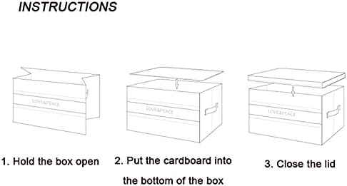 קופסת אחסון מתקפלת עם מכסה, סל אחסון בד פשתן מתקפל עם ידיות נשיאה, סט של 2 תיבות אחסון, S, M, L, XL-D XL