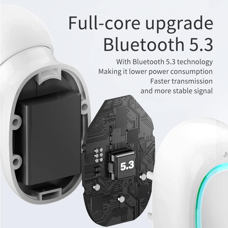 ניצני אוזן אוזניות Bluetooth אלחוטיות 50h מנגן את Stereo Sound 5.3 עם תצוגת LED - ביטול רעש פעיל.