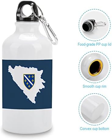 בוסניה והרצגובינה דגל מפה בקבוקי מים אלומיניום עם קרבינר לשימוש חוזר לבקבוק ספורט ספל נסיעות לקמפינג אופניים 400 מל