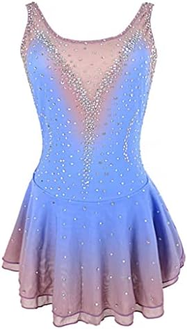 שמלת החלקה על נשים פוניט סטרץ 'סטרץ' שמלת ריקוד לירית ללא שרוולים שיפוע תחפושת לנקוט בלט כחול קטיפה