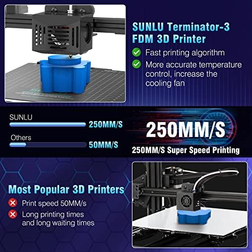 SUNLU T3 FDM מדפסת תלת מימד, 250 ממ/שניות קטלנית מהירות גבוהה 3 מדפסת תלת מימד, איתור סתימה במהלך הדפסת תלת מימד, לוח אם שקט לחלוטין,