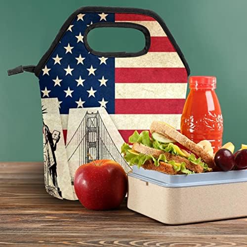 שקית אוכל גרוטקר נשים, קופסא ארוחת צהריים לגברים, קופסא ארוחת צהריים לנשים, דפוס דגל אמריקאי