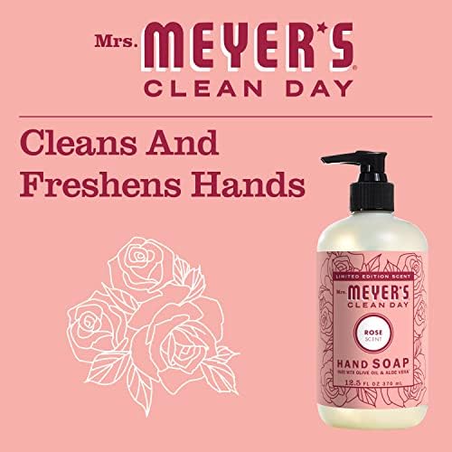 סבון הידיים של גברת מאייר, עשוי משמנים אתרים, פורמולה מתכלה, ורד במהדורה מוגבלת, 12.5 פלורידה. עוז-חבילה של 3
