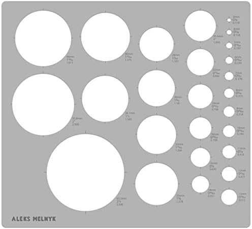אלכס מלניק 200 מתכת מעגל תבנית מטרי, תכשיטי עגול סטנסיל, גיאומטרי שליט אמן עיצוב ציור כלי, מלטש יהלומים, קרושונים, מעגלי סטנסיל עבור