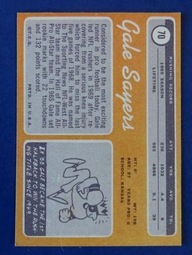1970 Topps Gale Sayers כרטיס כדורגל 70 ~ ננומטר - כרטיסי כדורגל לא חתומים