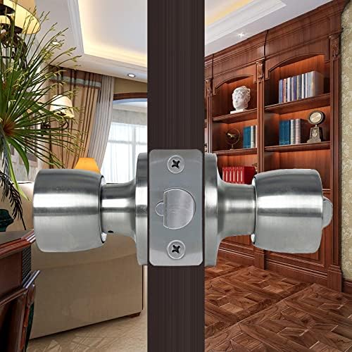 ידית דלת DSJJBLL עם מנעול ומפתח, נירוסטה ללא מפתח נעילה עגולה נעילה פנים/כפתור דלת חיצונית לחדר שינה או לחדר אמבטיה