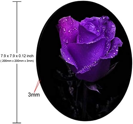 כרית עכבר עגולה עגולה עם ורד סגול מדהים ורקע שחור, כרית עכבר ורדים, מתנת משרד, מתנה אישה 7.9 x 7.9 x 0.12 אינץ '