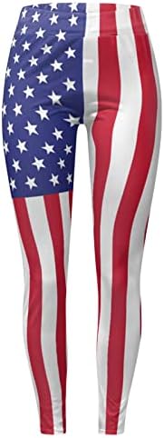 דגל אמריקאי פטריוטי גליזת נשים במותניים אמריקאיות דגל אמריקה מכנסי יוגה