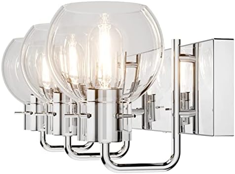 מודרני יהירות אמבטיה גופי תאורה 3-אורות תעשייתי נירוסטה כרום גימור עם גלוב ברור זכוכית יהירות אורות חווה אמבטיה תאורה