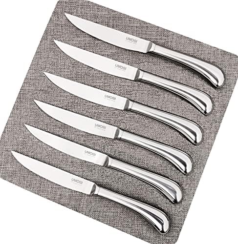 סטייק סכיני סט של 6-פרימיום נירוסטה, מדיח כלים בטוח - מלוטש מבריק להב & מגבר; ידית, ישר קצה - מטבח שולחן סכין סט 4.5 אינץ ארוחת ערב סכיני
