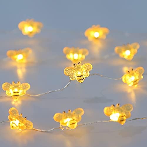 מועדון קריסטל דבורת דבורת פיות פיות, אורות מיתרי סוללה של 10 רגל המופעל על ידי LED אורות מיתר עם מרחוק לעיצוב מקורה, יום הולדת, דקור מסיבות