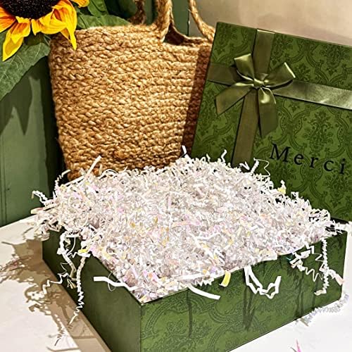 נייר חתוך מקומט מילוי לגרוס לקישוטי מילוי דשא סל פסחא מתנות מלאכת אריזות עשה זאת בעצמך, נייר מגורר לבן יהלום לקופסת מתנה, אריזה ומילוי