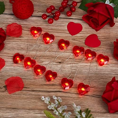 יום האהבה אור אדום מיתרים אור ， 30 דלקים 10ft USB או סוללה המופעלים עם אורות דקורטיביים חמודים מחדש לילדים מקורה לילדים חדר שינה חתונה