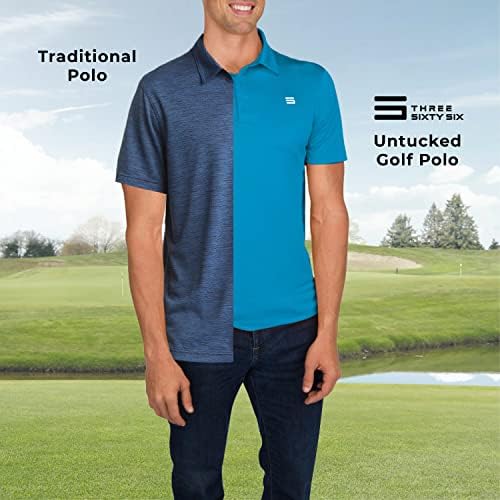 חולצות פולו של גולף לא מפותלות של גברים - אורך מושלם, יבש מהיר, בד מתיחה 4 כיווני. פיתול לחות, הגנה על 50+