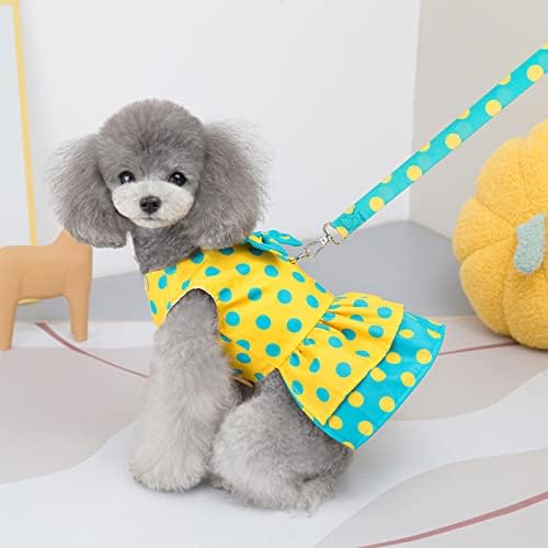 שמלת רתמת כלבים של Aivyna כותנה עם רצועה סט שמלות כלבים כלבים בגדים חמודים לבוש חיות מחמד פולקה נקודה לכלבים קטנים, חתול, צהוב, xx-גדול