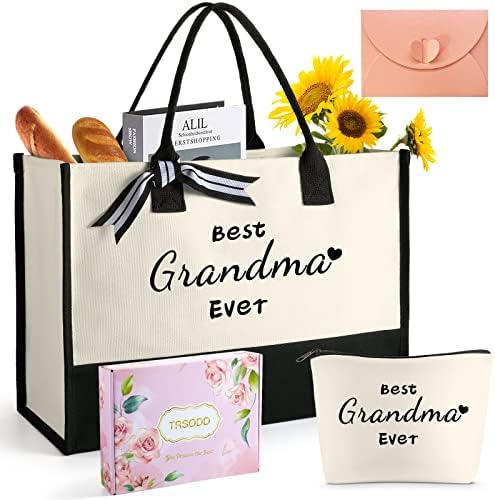 סבתא מתנות חג המולד, רקמת יכול-ואס תיק עם איפור תיק פנימי כיס מתנות תיבת כרטיס סט לנשים, מתנות לסבתא, סבתא תיק, אישית סבתא יום הולדת מתנות,