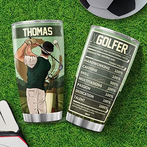 באופן חד צדדי אישית קפה כוס שחקן גולף גולף אוהבי מותאם אישית שם יום הולדת מתנות עבור בני נוער גברים מבודד כוס גדול נסיעות ספל עם מכסה