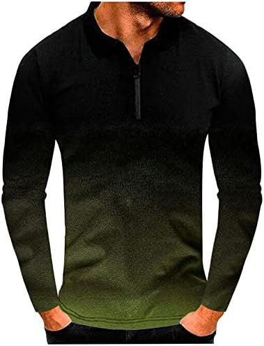 XXBR Mens Polo חולצות רוכסן צווארון צווארון גולף נופלים שרוול ארוך רזה מתאים לשריר שיפוע טניס טניס מזדמן