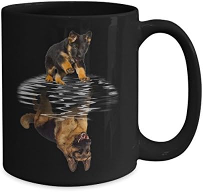 כלב מאהב ספל - הטוב ביותר גרמנית רועה השתקפות כלב גור אספקת מתנה קפה ספל - תה כוס שחור קרמיקה 15-עוז מפנק ג-ידית ספלים