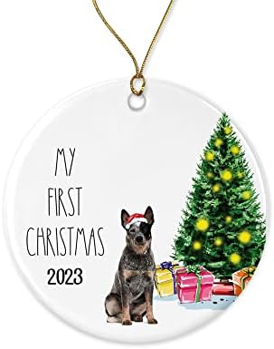 אדאזו כחול היילר קישוט-חיות מחמד קישוט - חג המולד קישוט מתנה עבור כלב אוהבי - ראשון חג המולד מזכרת 2021 מודפס על שני הצדדים , לבן