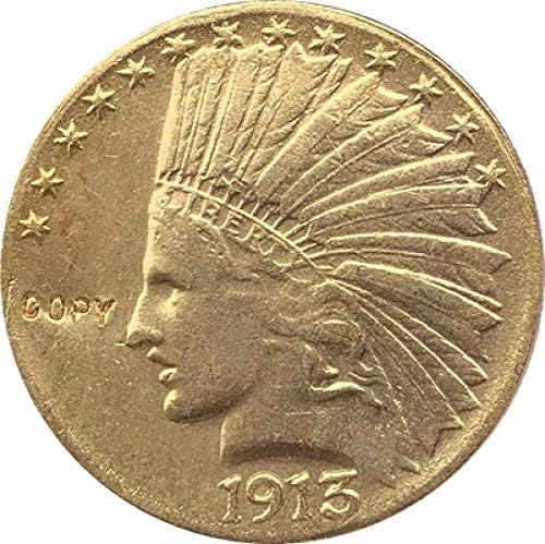 מצופה זהב 24-K מצופה 1913 $ 10 זהב הודי חצי נשר מטבע מטבע העתק עותק מתנה עבורו