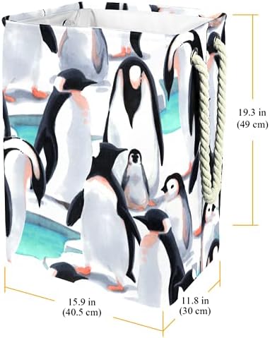 דייה עמיד למים סלי כביסה גבוה חסון מתקפל פינגווין חמוד הדפסת סל למבוגרים ילדים בני נוער בנות בחדרי שינה אמבטיה
