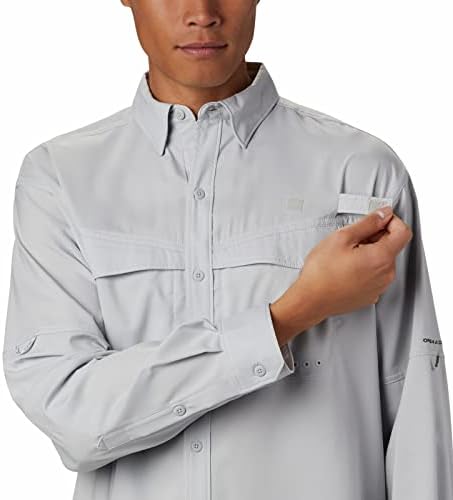 דראג נמוך של קולומביה, חולצת שרוול ארוך של קולומביה, אפור/לבן קריר, 4x