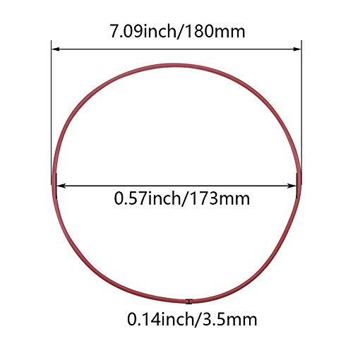 טבעת סיליקון, 180 מ מ/7.0 עוד, 173 מ מ/6.8 מזהה, 3.5 מ מ/0.14 רוחב, אטם טבעות חותם, אדום 1 יחידות