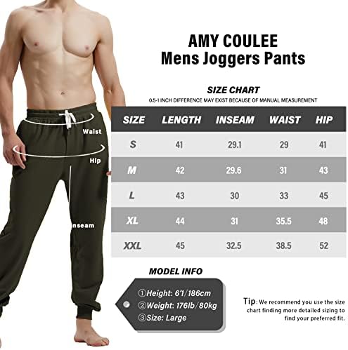 איימי קולי לגברים מזדמנים של מכנסי טרנינג כותנה אימון מכנסיים אתלטים עם כיסים משוררים מכנסי חדר כושר
